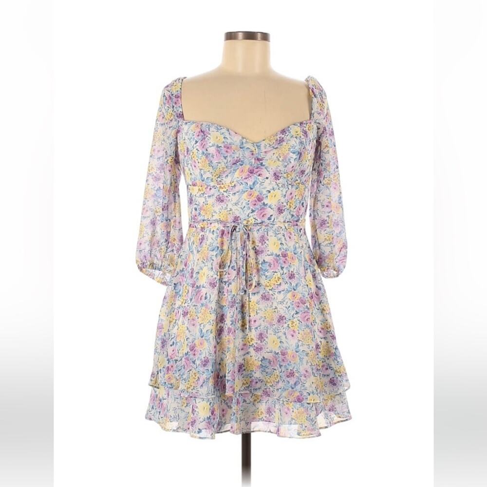 B. Darlin‎ ditzy floral chiffon milkmaid dress, size 7 or 8